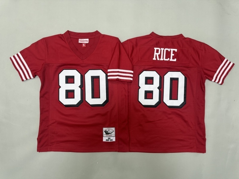 Youth San Francisco 49ers #80 Rice Red Throwback Limited Nike NFL Jersey 02